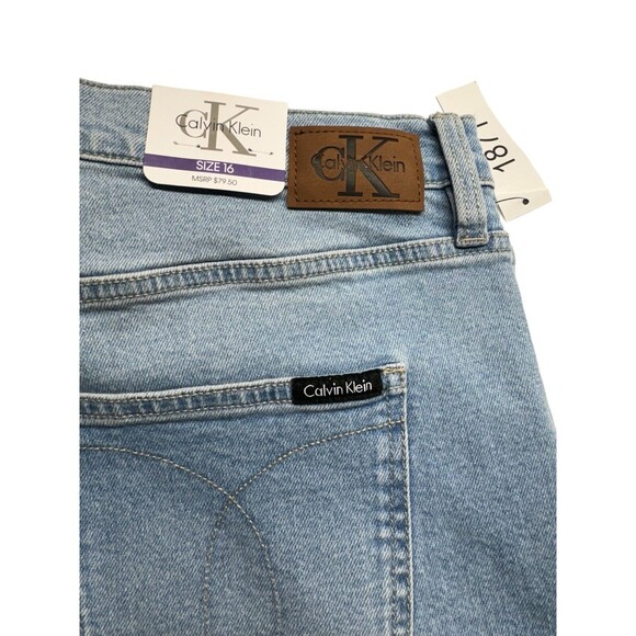 NWT Size 16 Lapis Calvin Klein Vintage Straight Jeans High Rise Stretch MSRP $79 - Picture 7 of 16